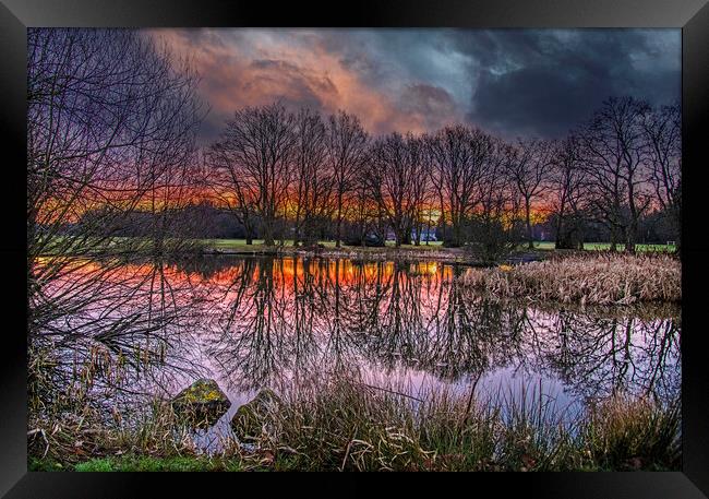 Dramatic Sky at Yateley Green Pond Framed Print by Dave Williams