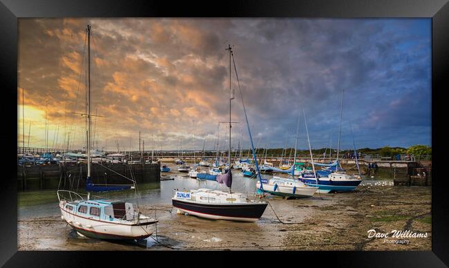 Sunset at Hill Head Harbour Framed Print by Dave Williams