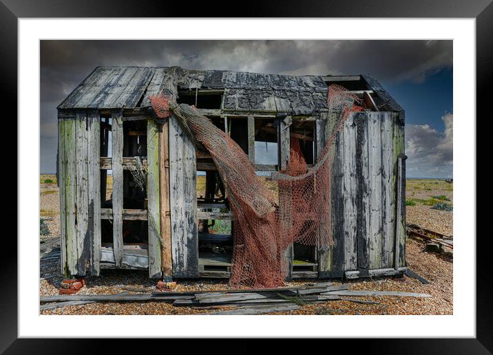 Fishermans Shanty Beach Hut at Dungeness Beach Framed Mounted Print by Dave Williams