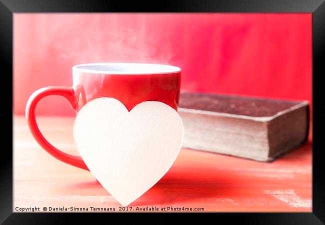 Paper heart on a cup of hot coffee Framed Print by Daniela Simona Temneanu