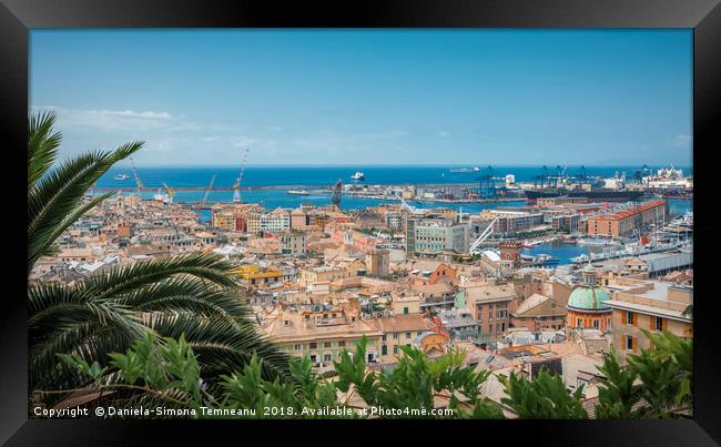 Genoa and its harbor as a postcard Framed Print by Daniela Simona Temneanu