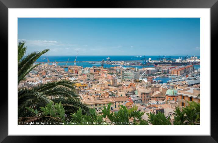 Genoa and its harbor as a postcard Framed Mounted Print by Daniela Simona Temneanu