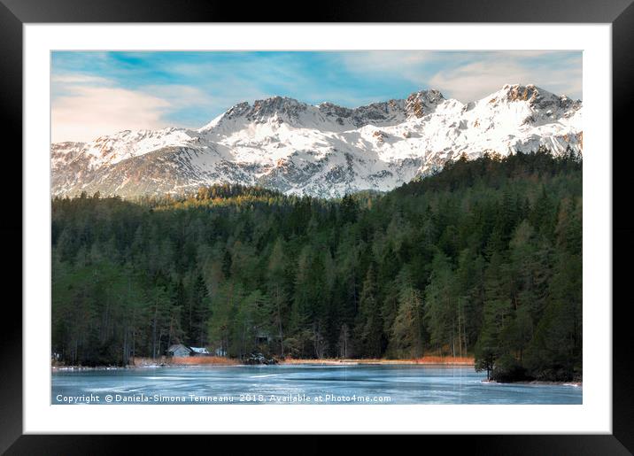 Snow-capped mountains and frozen lake Framed Mounted Print by Daniela Simona Temneanu