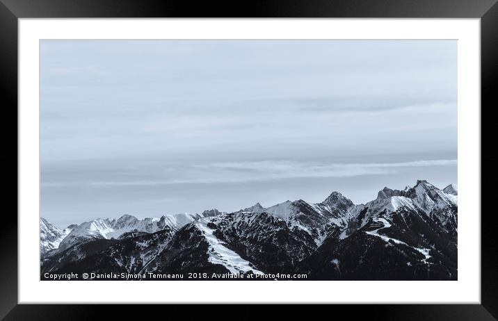 Snow-capped mountain monochrome Framed Mounted Print by Daniela Simona Temneanu