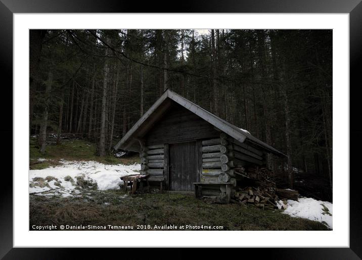 Hunting lodge in austrian forest Framed Mounted Print by Daniela Simona Temneanu