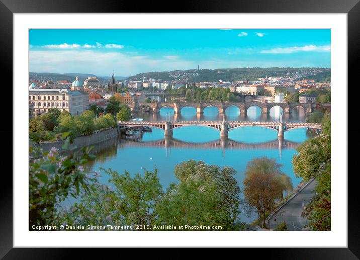 Panoramic view over Prague City main river Framed Mounted Print by Daniela Simona Temneanu