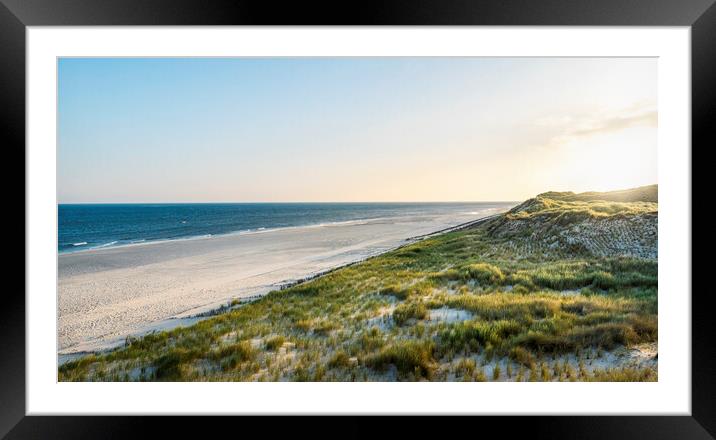 Beach landscape at sunrise on Sylt island. Empty beach at North sea Framed Mounted Print by Daniela Simona Temneanu