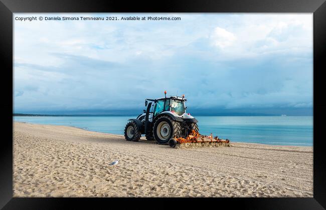 Tractor on Rugen island beach Framed Print by Daniela Simona Temneanu