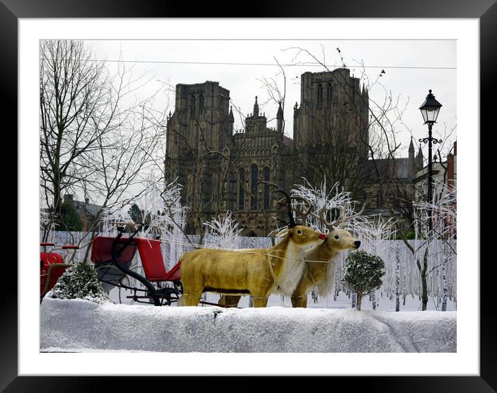 Christmas at Wells Cathedral Somerset England Framed Mounted Print by Steve Painter