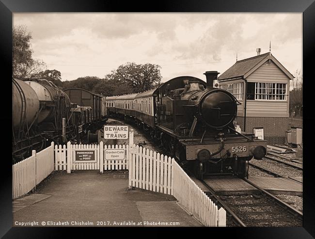 Locomotive 5526 arriving into Totnes Framed Print by Elizabeth Chisholm