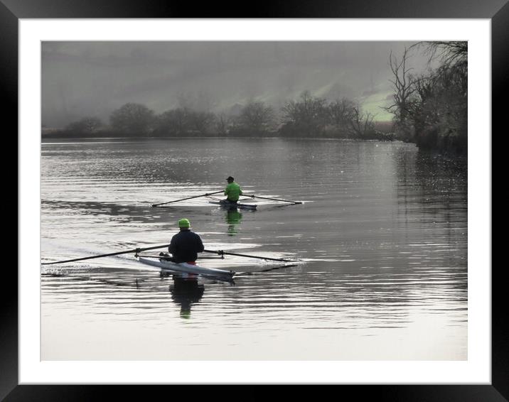 Rowing upstream on the River Dart Framed Mounted Print by Elizabeth Chisholm