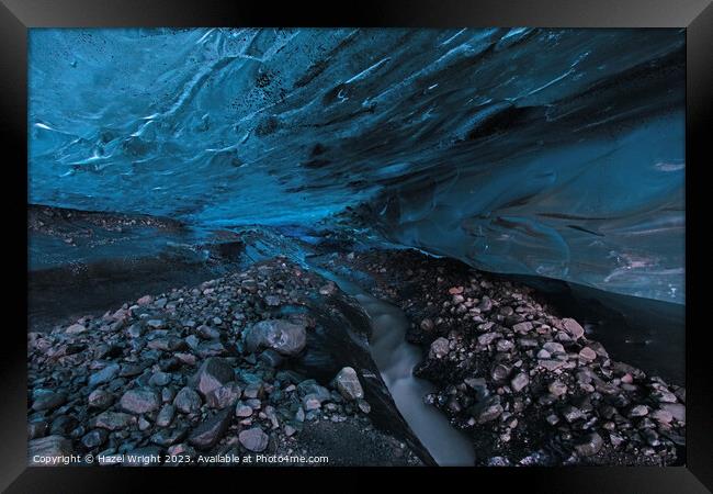 Flaajokull Glacier Ice cave in Iceland Framed Print by Hazel Wright