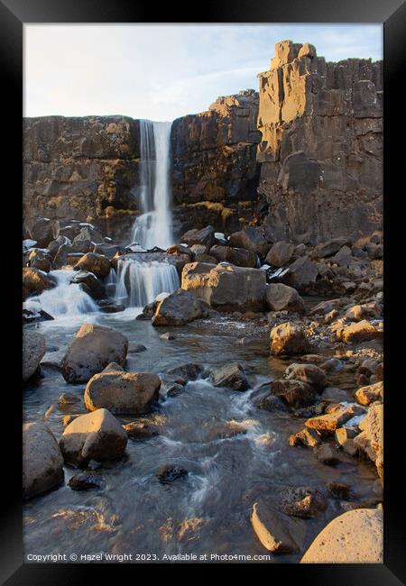 Oxararfoss waterfall, Iceland Framed Print by Hazel Wright