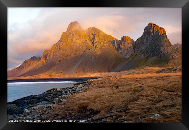 Eystrahorn at sunrise, Iceland Framed Print by Hazel Wright