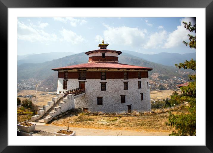 Temple in the Paro Valley, Bhuitan Framed Mounted Print by Hazel Wright