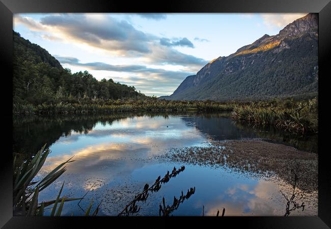 Mirror Lake, New Zealand Framed Print by Hazel Wright