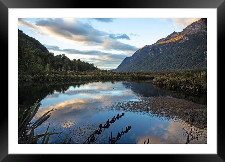 Mirror Lake, New Zealand Framed Mounted Print by Hazel Wright