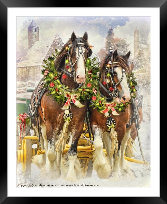 Christmas Clydesdales Framed Mounted Print by Trudi Simmonds