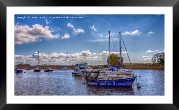 Boats on the River Stour, Christchurch (panoramic) Framed Mounted Print by Derek Daniel