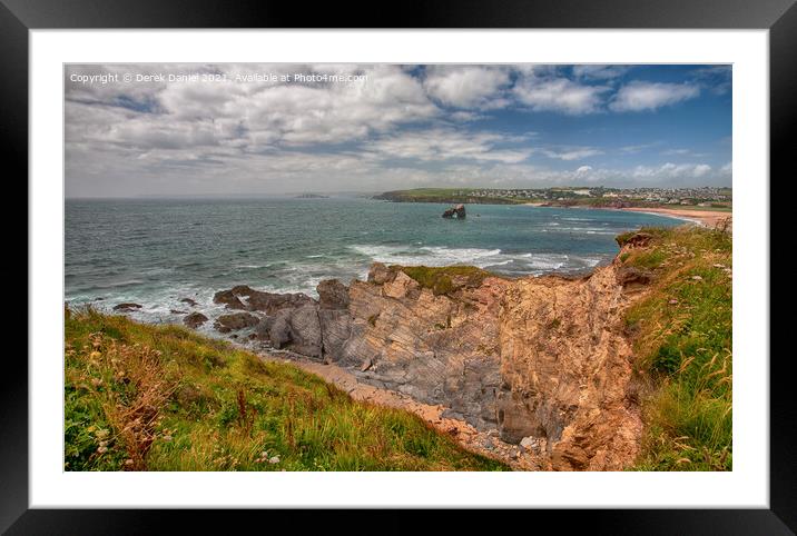 Dramatic Thurlestone Coastline Framed Mounted Print by Derek Daniel