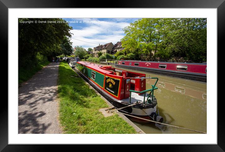 Narrowboats, Kennet and Avon Canal Framed Mounted Print by Derek Daniel