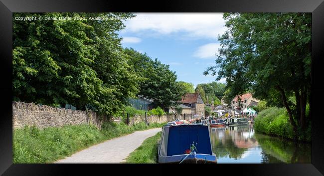 Narrowboats Reflecting In The Canal #3 Framed Print by Derek Daniel
