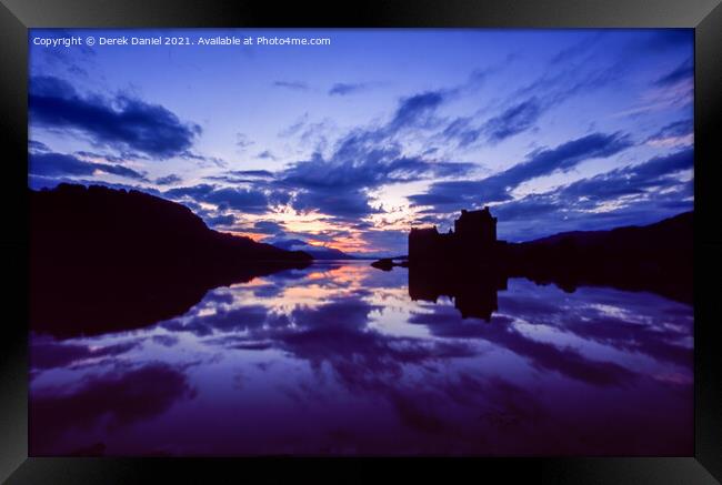 Sunset at Eilean Donan Castle Framed Print by Derek Daniel