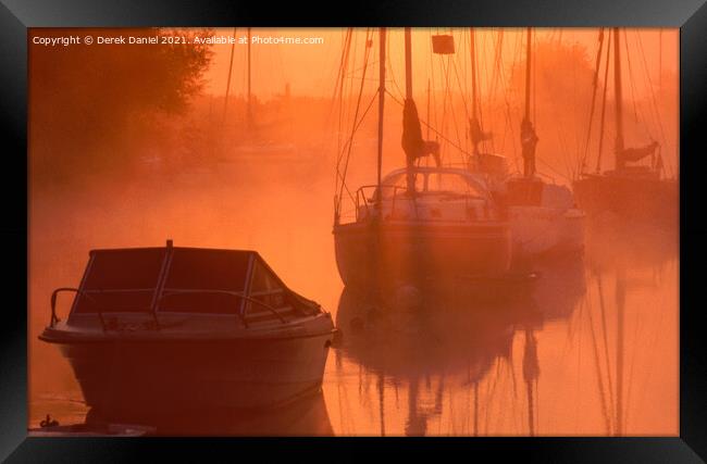 Misty Morning Along the Riverbank Framed Print by Derek Daniel