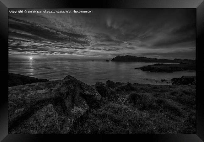 Sybil Head Sunset, Dingle Peninsula, Ireland (blac Framed Print by Derek Daniel