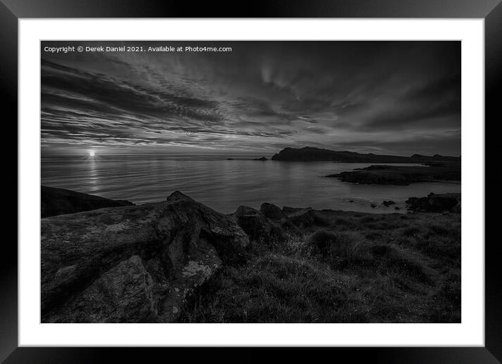 Sybil Head Sunset, Dingle Peninsula, Ireland (blac Framed Mounted Print by Derek Daniel