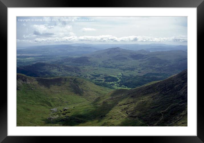 view from Snowdon Framed Mounted Print by Derek Daniel