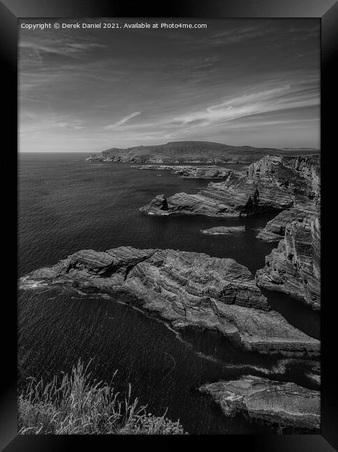 Kerry Cliffs #2, Ireland (mono) Framed Print by Derek Daniel