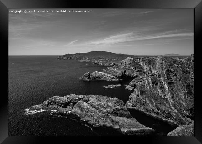 Kerry Cliffs #3, Ireland (mono) Framed Print by Derek Daniel