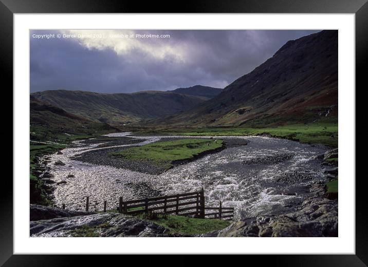 Moody day at Langstrath Beck Framed Mounted Print by Derek Daniel