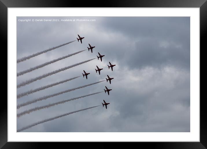 Thrilling Display by The Red Arrows Framed Mounted Print by Derek Daniel