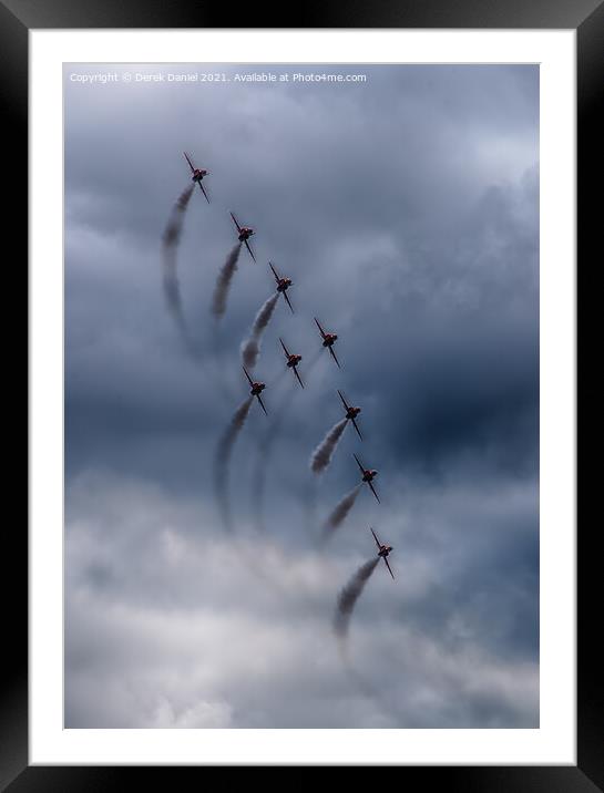 Thrilling Red Arrows Display over Bournemouth Framed Mounted Print by Derek Daniel