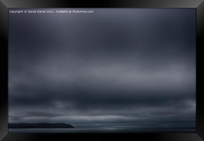 Moody Woolacombe Seascape Framed Print by Derek Daniel