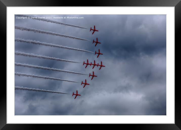 Thrilling Red Arrows Take Over Bournemouth Sky Framed Mounted Print by Derek Daniel