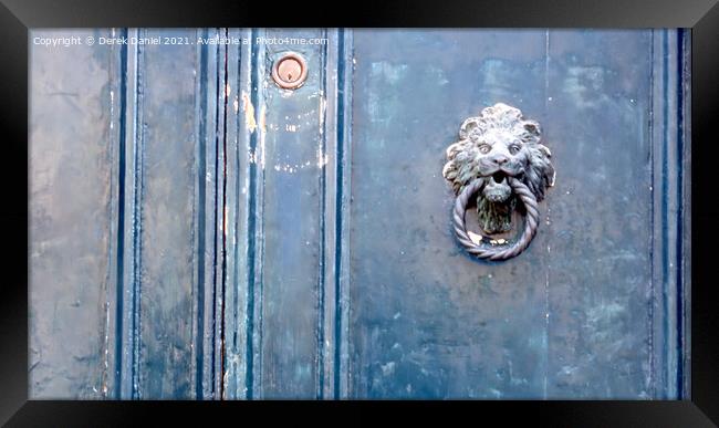 Lions Head Door Knocker Framed Print by Derek Daniel