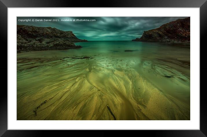 Moody Sand Patterns at Porth Dafarch Framed Mounted Print by Derek Daniel