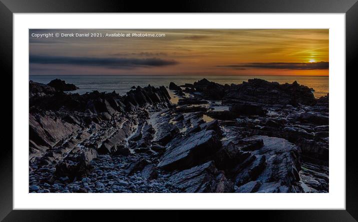 Sunset at Hartland Quay Framed Mounted Print by Derek Daniel