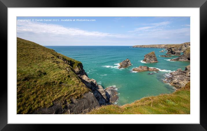 Bedruthan Steps, Cornwall Framed Mounted Print by Derek Daniel