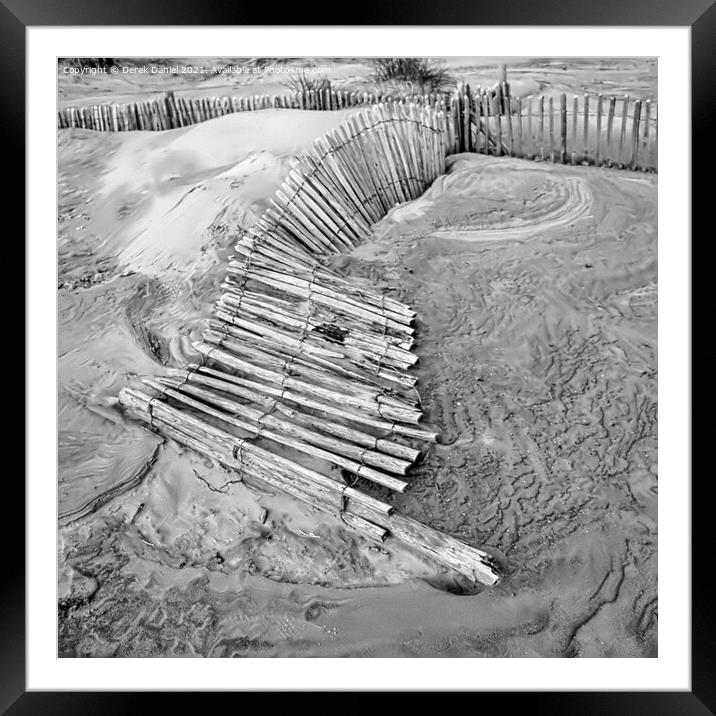 Captivating Broken Fence on Camber Sands Framed Mounted Print by Derek Daniel