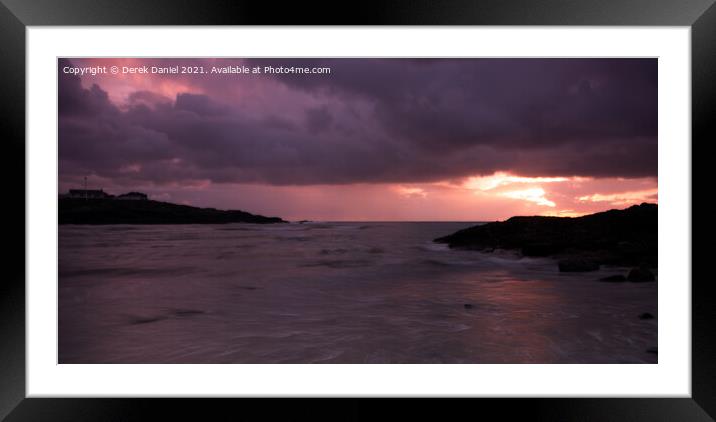 Trearddur Beach Sunset Framed Mounted Print by Derek Daniel