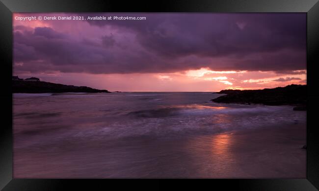 Trearddur Beach Sunset Framed Print by Derek Daniel