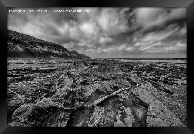 Crackington Haven, Cornwall (mono) Framed Print by Derek Daniel