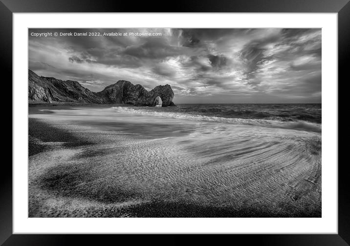 Durdle Dor, Lulworth, Dorset (mono) Framed Mounted Print by Derek Daniel