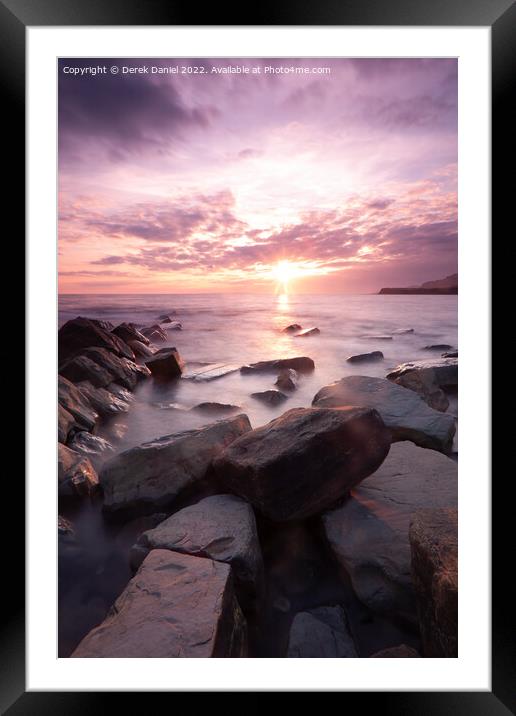 Golden Hour Over Jurassic Seascape Framed Mounted Print by Derek Daniel