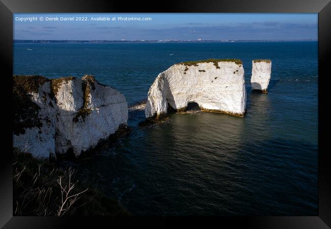 Old Harry Rocks Framed Print by Derek Daniel