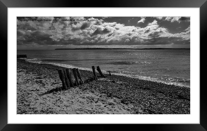 Lepe Beach, Beaulieu, Hampshire (mono) Framed Mounted Print by Derek Daniel
